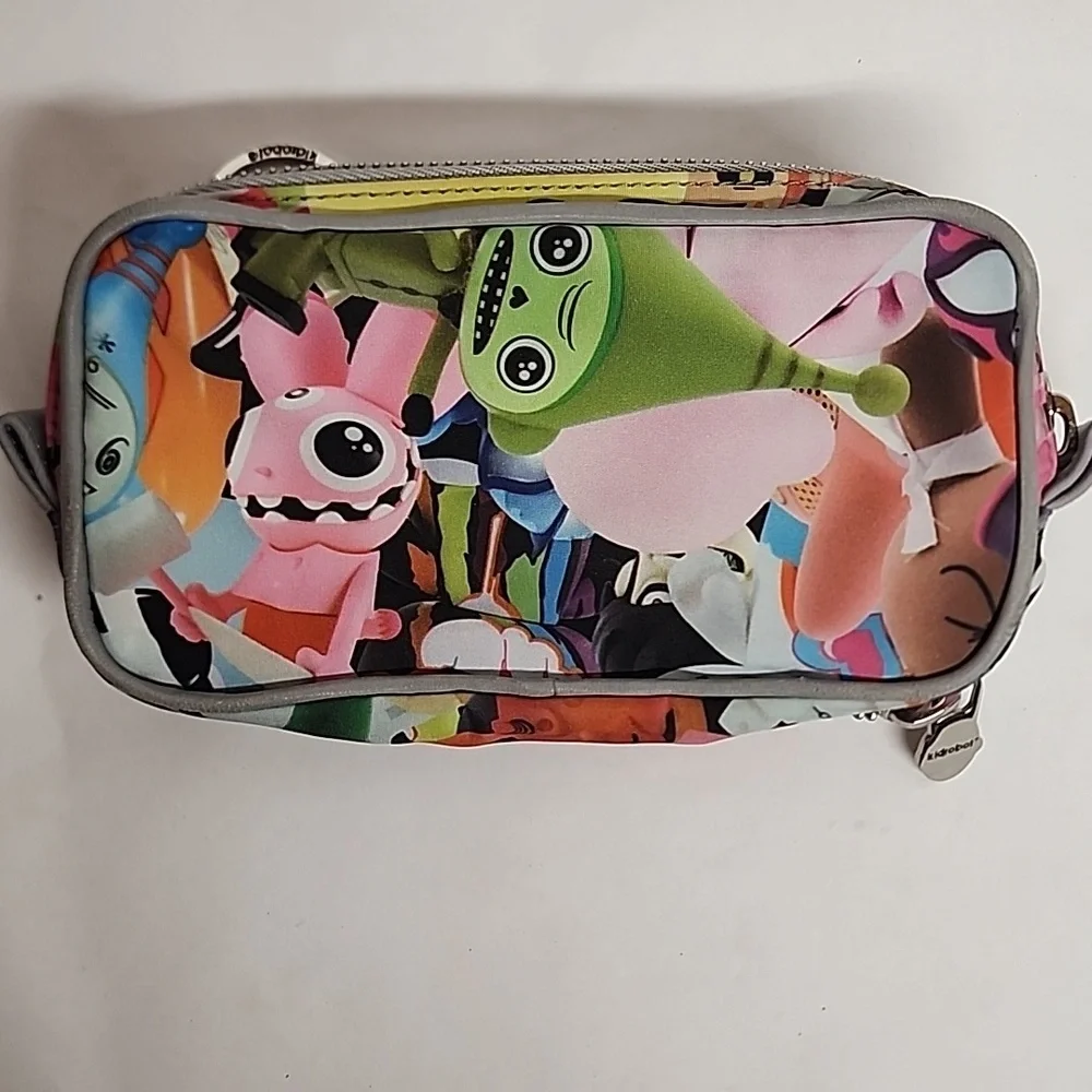 Kidrobot Vintage Rare Y2K Multicolor Pile Up Print Robot Amazing Zip Bag